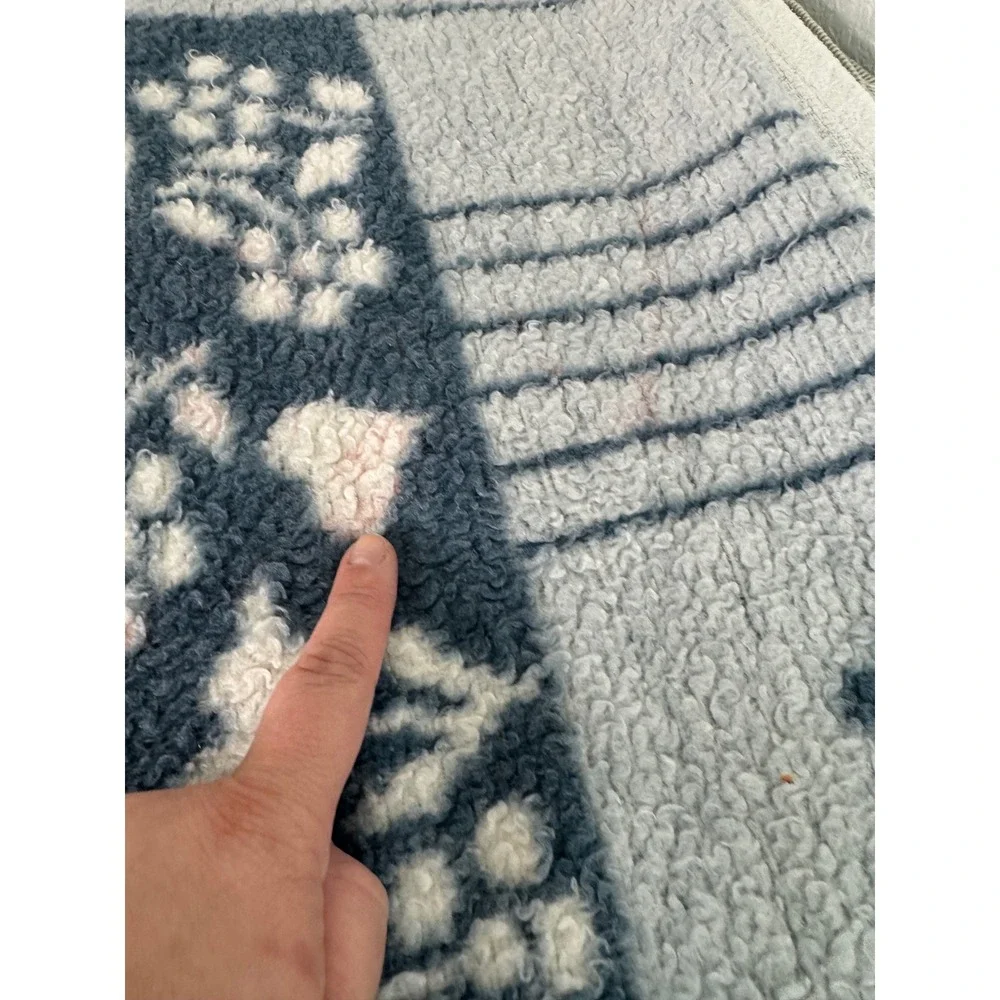 Vintage Ibena West Germany Goose Blanket Blue White Country Cottagecore 54x76